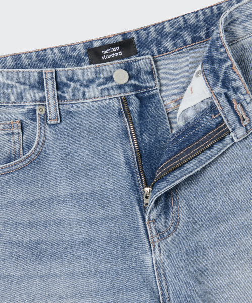 MUSINSA STANDARD（ムシンサスタンダード）の「カモンブラシ ワイドデニムパンツ [ライトインディゴ]（デニムパンツ・メンズ・その他・42/36/34/32/30/31/33/26/27/28/29/40/38）」の5枚目の写真