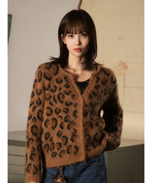 レオパードジャカードカーディガン[キャメル]（カーディガン/ボレロ