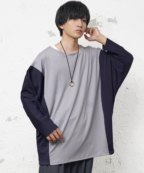 MinoriTY(マイノリティ)の「【MinoriTY】とろみ素材オーバーサイズドルマンシルエット切り替えデザインロンT 長袖Tシャツ メンズ プルオーバー ルーズフィット 秋服(Tシャツ/カットソー・メンズ・ベージュ/ネイビー・M/S/L)」の10枚目の写真