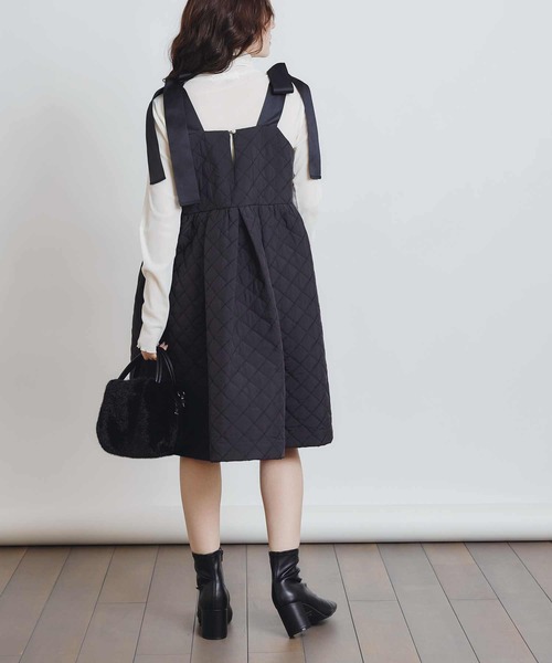 PICCIN PERLA（ピッチンペルラ）の「キルティングリボンミニワンピース（ワンピース・レディース・ブラック/オフホワイト・M）」の12枚目の写真