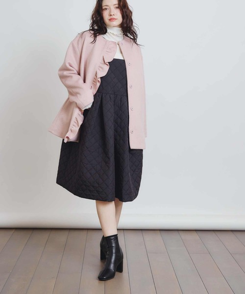 PICCIN PERLA（ピッチンペルラ）の「キルティングリボンミニワンピース（ワンピース・レディース・ブラック/オフホワイト・M）」の14枚目の写真