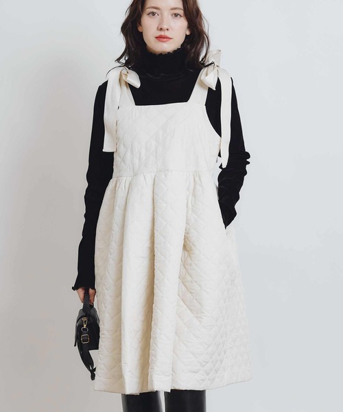 PICCIN PERLA（ピッチンペルラ）の「キルティングリボンミニワンピース（ワンピース・レディース・ブラック/オフホワイト・M）」の16枚目の写真