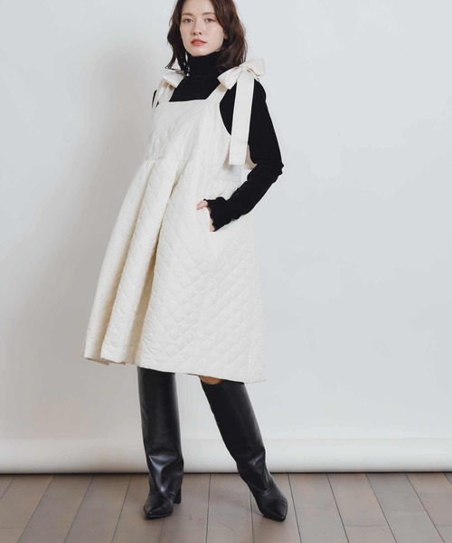 PICCIN PERLA（ピッチンペルラ）の「キルティングリボンミニワンピース（ワンピース・レディース・ブラック/オフホワイト・M）」の20枚目の写真