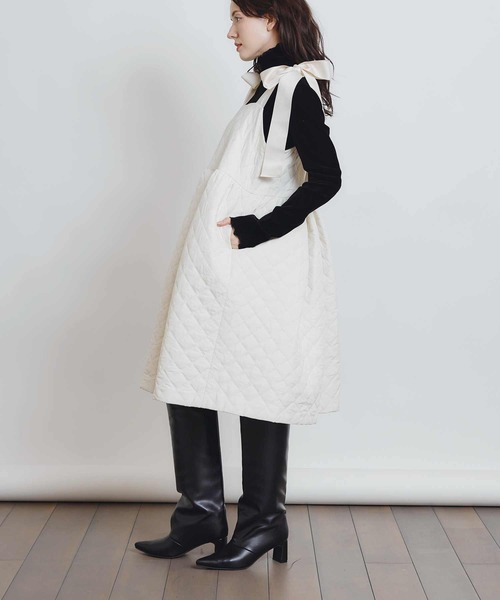 PICCIN PERLA（ピッチンペルラ）の「キルティングリボンミニワンピース（ワンピース・レディース・ブラック/オフホワイト・M）」の21枚目の写真