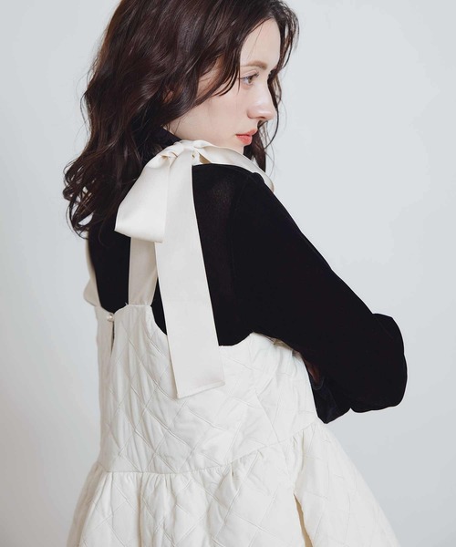 PICCIN PERLA（ピッチンペルラ）の「キルティングリボンミニワンピース（ワンピース・レディース・ブラック/オフホワイト・M）」の19枚目の写真