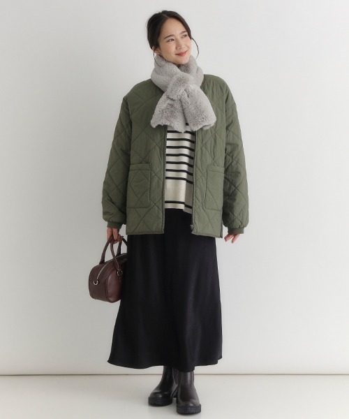 Right-on（ライトオン）の「【HONEYSUCKLE ROSE】中綿キルティングジャケット (軽量 / 保温性 / リラックススタイリング)（ミリタリージャケット・レディース・オフホワイト/ブラック/オリーブ・M/L）」の14枚目の写真