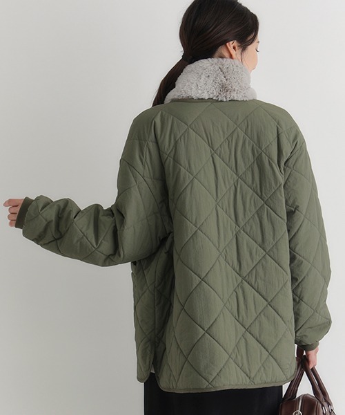 Right-on（ライトオン）の「【HONEYSUCKLE ROSE】中綿キルティングジャケット (軽量 / 保温性 / リラックススタイリング)（ミリタリージャケット・レディース・オフホワイト/ブラック/オリーブ・M/L）」の12枚目の写真