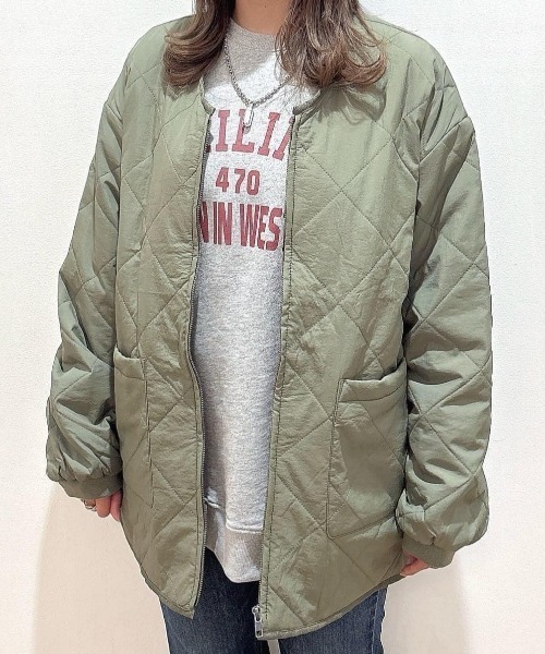 Right-on（ライトオン）の「【HONEYSUCKLE ROSE】中綿キルティングジャケット (軽量 / 保温性 / リラックススタイリング)（ミリタリージャケット・レディース・オフホワイト/ブラック/オリーブ・M/L）」の22枚目の写真