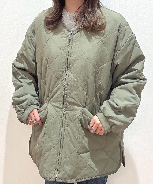 Right-on(ライトオン)の「HONEYSUCKLE ROSE(ハニーサックルローズ)【レディース】【腰回りもカバー】キルティングジャケット(ミリタリージャケット・レディース・オフホワイト/ブラック/オリーブ・M/L)」の21枚目の写真