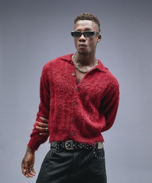 ANDER HUNK(A_[nN)Dameged Shaggy Knit Shirt Cardigan / _[WVM[jbgVcJ[fBK(J[fBK/{)