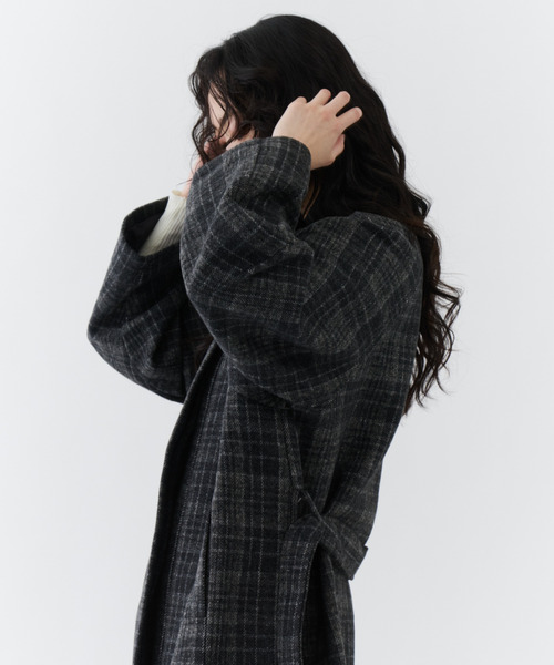 NUJOH（ヌゾ）の「Classic Check Long Coat / クラシックチェックロングコート（モッズコート・レディース・ブラウン/チャコールグレー・FREE）」の15枚目の写真