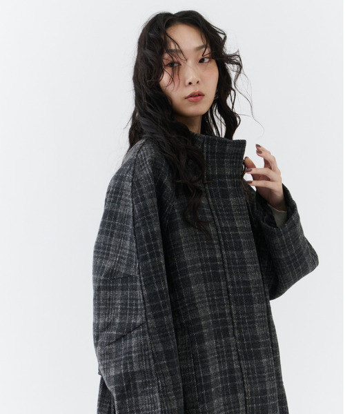NUJOH（ヌゾ）の「Classic Check Long Coat / クラシックチェックロングコート（モッズコート・レディース・ブラウン/チャコールグレー・FREE）」の17枚目の写真