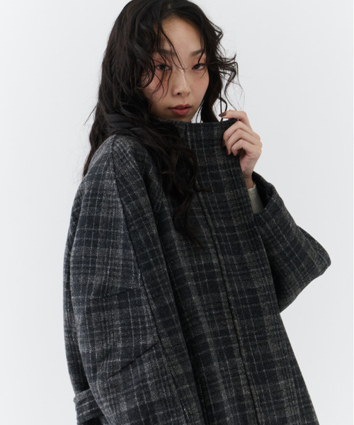 NUJOH（ヌゾ）の「Classic Check Long Coat / クラシックチェックロングコート（モッズコート・レディース・ブラウン/チャコールグレー・FREE）」の18枚目の写真