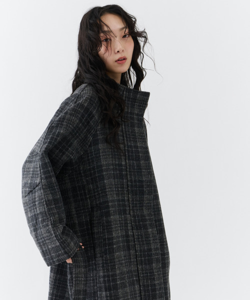 NUJOH（ヌゾ）の「Classic Check Long Coat / クラシックチェックロングコート（モッズコート・レディース・ブラウン/チャコールグレー・FREE）」の19枚目の写真