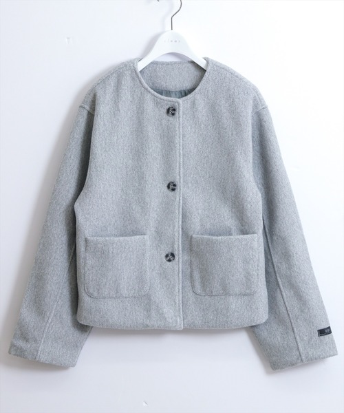 STAY MOTION（ステイモーション）の「【WEB限定】ノーカラーショート丈コート［韓国ファッション カジュアル］≪AW新作≫（その他アウター・レディース・アイボリー/グレー・L/M）」の5枚目の写真