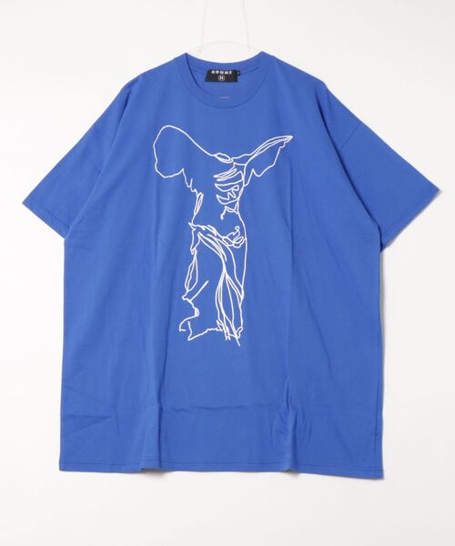 GOMME HOMME(ゴムオム)の「30/-天竺 ニケプリントロングT(Tシャツ/カットソー・メンズ・ブラック/ホワイト/ブルー・MEDIUM)」の1枚目の写真