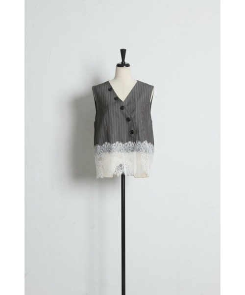 ARVELLIA(アルベリア)の「LACE EDGE VEST(ベスト・レディース・ブラック/ストライプ・M)」の15枚目の写真