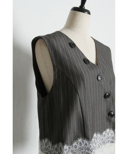 ARVELLIA(アルベリア)の「LACE EDGE VEST(ベスト・レディース・ブラック/ストライプ・M)」の21枚目の写真