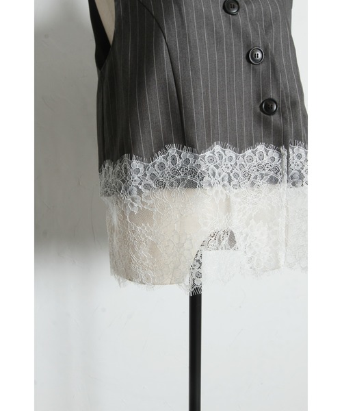 ARVELLIA(アルベリア)の「LACE EDGE VEST(ベスト・レディース・ブラック/ストライプ・M)」の22枚目の写真