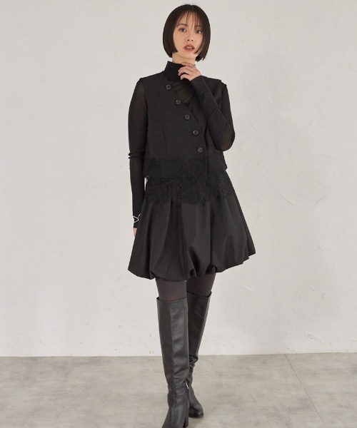 ARVELLIA(アルベリア)の「LACE EDGE VEST(ベスト・レディース・ブラック/ストライプ・M)」の9枚目の写真