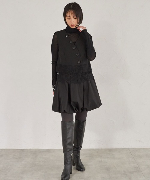 ARVELLIA(アルベリア)の「LACE EDGE VEST(ベスト・レディース・ブラック/ストライプ・M)」の10枚目の写真