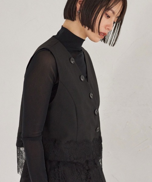 ARVELLIA(アルベリア)の「LACE EDGE VEST(ベスト・レディース・ブラック/ストライプ・M)」の13枚目の写真