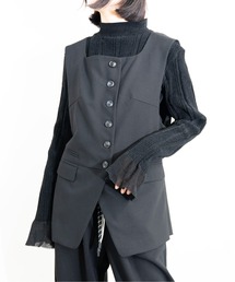 MIDVEIN（ミッドヴェイン）の「Back open vest（ノーカラージャケット）」