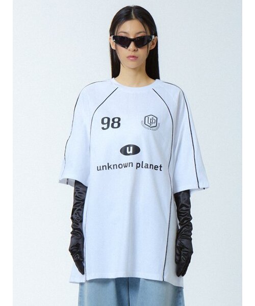 UNKNOWN PLANET（アンノウンプラネット）の「ルーズフィットナグランサッカージャージホワイト（Tシャツ/カットソー・レディース・その他・FREE）」の2枚目の写真