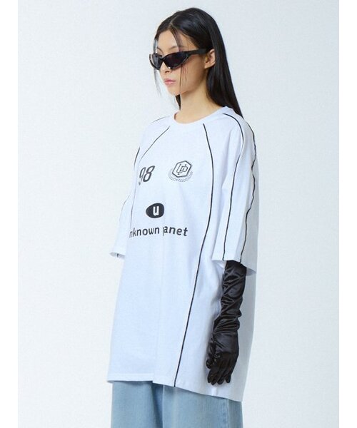 UNKNOWN PLANET（アンノウンプラネット）の「ルーズフィットナグランサッカージャージホワイト（Tシャツ/カットソー・レディース・その他・FREE）」の3枚目の写真