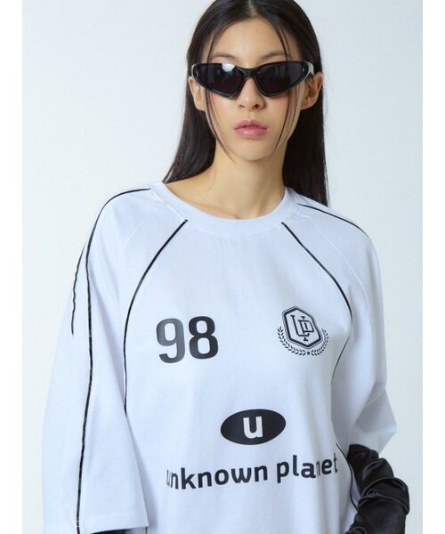 UNKNOWN PLANET（アンノウンプラネット）の「ルーズフィットナグランサッカージャージホワイト（Tシャツ/カットソー・レディース・その他・FREE）」の6枚目の写真