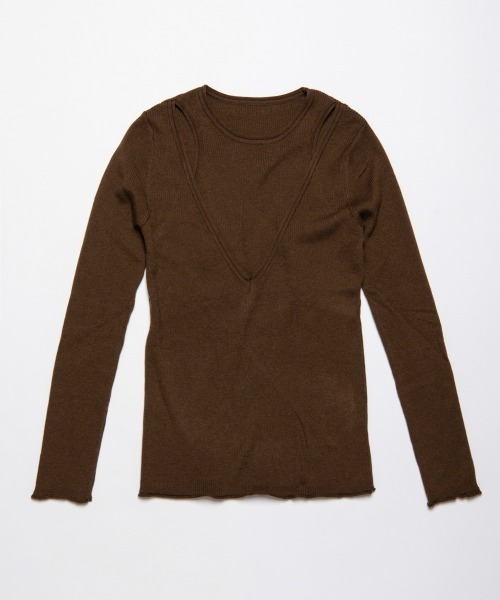 FMiBL（ファミル）の「SELECT by CREAM　レイヤードリブニット（ニット/セーター・レディース・チャコールグレー/ブラウン/ブラック・FREE）」の10枚目の写真