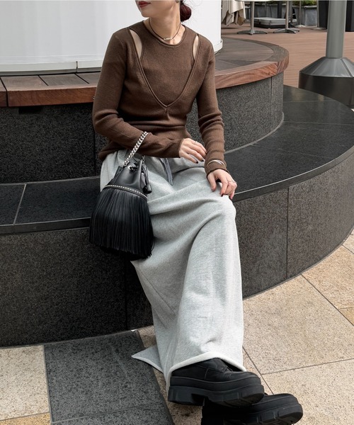 FMiBL（ファミル）の「SELECT by CREAM　レイヤードリブニット（ニット/セーター・レディース・チャコールグレー/ブラウン/ブラック・FREE）」の14枚目の写真