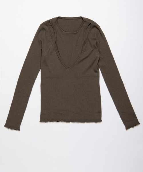 FMiBL（ファミル）の「SELECT by CREAM　レイヤードリブニット（ニット/セーター・レディース・チャコールグレー/ブラウン/ブラック・FREE）」の11枚目の写真