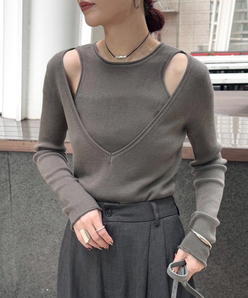 FMiBL（ファミル）の「SELECT by CREAM　レイヤードリブニット（ニット/セーター・レディース・チャコールグレー/ブラウン/ブラック・FREE）」の18枚目の写真