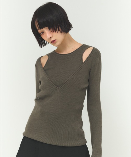 FMiBL（ファミル）の「SELECT by CREAM　レイヤードリブニット（ニット/セーター・レディース・チャコールグレー/ブラウン/ブラック・FREE）」の21枚目の写真