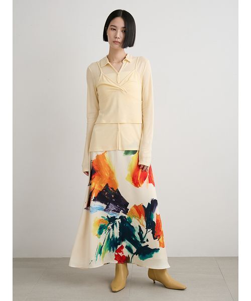 MIESROHE（ミースロエ）の「ベルテッドナロースカート（スカート・レディース・ブラック/アイボリー・1/0）」の3枚目の写真