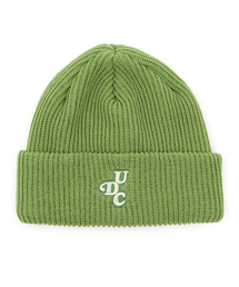 UNDERCONTROL（アンダーコントロール）の「冬ショートビーニーリブニットロゴ刺繍男女共用ビーニーハット BEANIE / ORIGINAL SCRIPT / GREEN（ニットキャップ/ビーニー）」