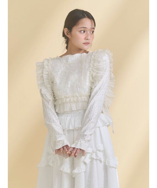 merry jenny(メリージェニー)の「frillfrill スパンコールカラー(付け襟・レディース・オフホワイト/ライトブルー/アイボリー・FREE)」の14枚目の写真