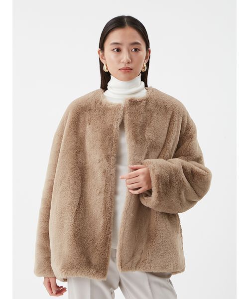 Mila Owen(ミラオーウェン)の「【NEW YEAR'S SPECIAL ITEM】リバーシブルエコファージャケット(ブルゾン・レディース・ベージュ/ライム/ブラウン・0/1)」の9枚目の写真