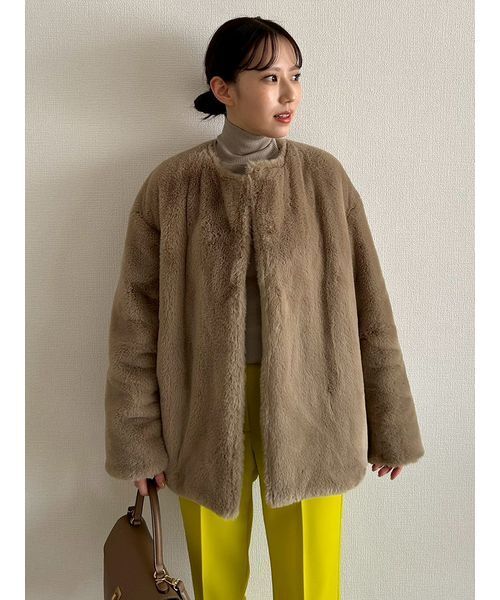 Mila Owen(ミラオーウェン)の「【NEW YEAR'S SPECIAL ITEM】リバーシブルエコファージャケット(ブルゾン・レディース・ベージュ/ライム/ブラウン・0/1)」の14枚目の写真