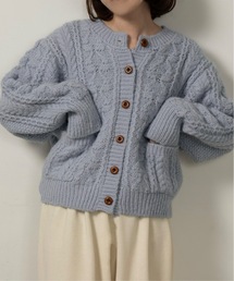 lawgy | wood button like pocket cable cardigan / ウッドボタンライクポケットケーブルカーディガン(カーディガン/ボレロ)