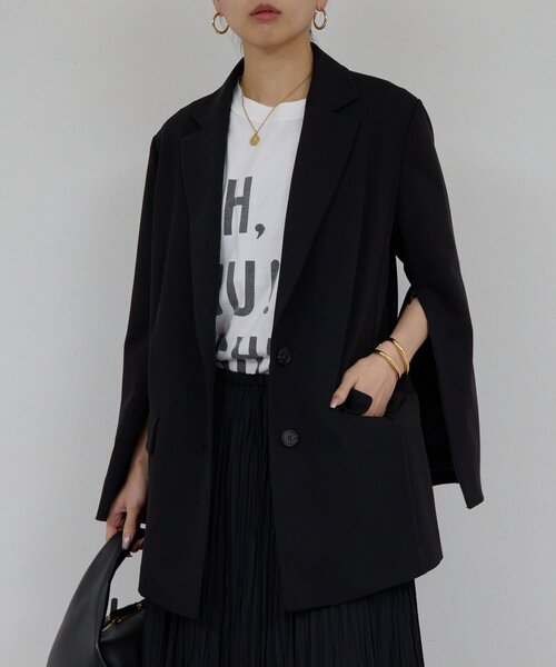 GALLARDAGALANTE（ガリャルダガランテ）の「【手洗い可】スリットスリーブジャケット（ベスト・レディース・グレイッシュベージュ/ブラック・FREE）」の15枚目の写真