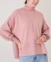 ハイネックスリット入りニットプルオーバー