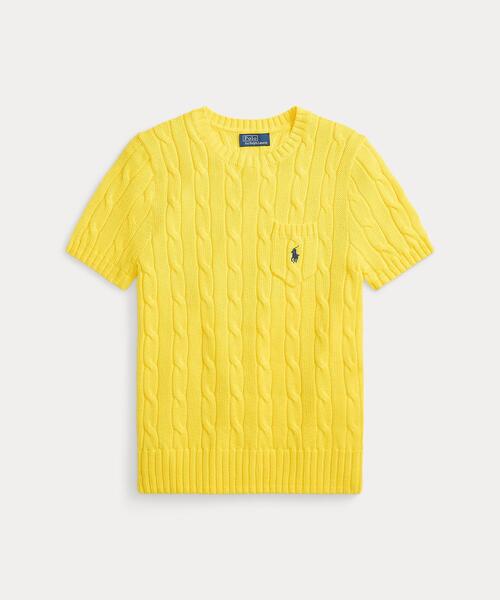 ケーブルニット コットン ショートスリーブ セーター（ニット/セーター