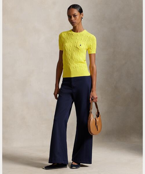 POLO RALPH LAUREN(ポロ ラルフ ローレン)の「ケーブルニット コットン ショートスリーブ セーター(ニット/セーター・レディース・イエロー系4・M/XXS/L/S/XS)」の3枚目の写真