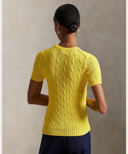 POLO RALPH LAUREN(ポロ ラルフ ローレン)の「ケーブルニット コットン ショートスリーブ セーター(ニット/セーター・レディース・イエロー系4・M/XXS/L/S/XS)」の4枚目の写真