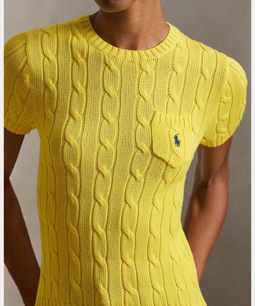 POLO RALPH LAUREN(ポロ ラルフ ローレン)の「ケーブルニット コットン ショートスリーブ セーター(ニット/セーター・レディース・イエロー系4・M/XXS/L/S/XS)」の5枚目の写真