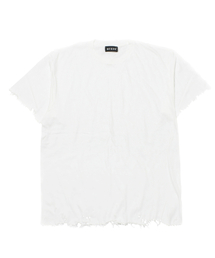 RUNDS（ランディエス）の「デミジカッティングTシャツ（ホワイト）（Tシャツ/カットソー）」