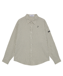 NEUFETBLEU（ヌフエブル）の「NEB seersucker stripe shirts (gray)（シャツ/ブラウス）」
