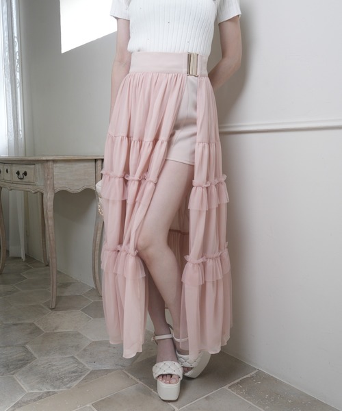 LIPSERVICE(リップサービス)の「2wayティアードロングスカート(スカート・レディース・ピンク/アイボリー/ブラック・S/M)」の3枚目の写真